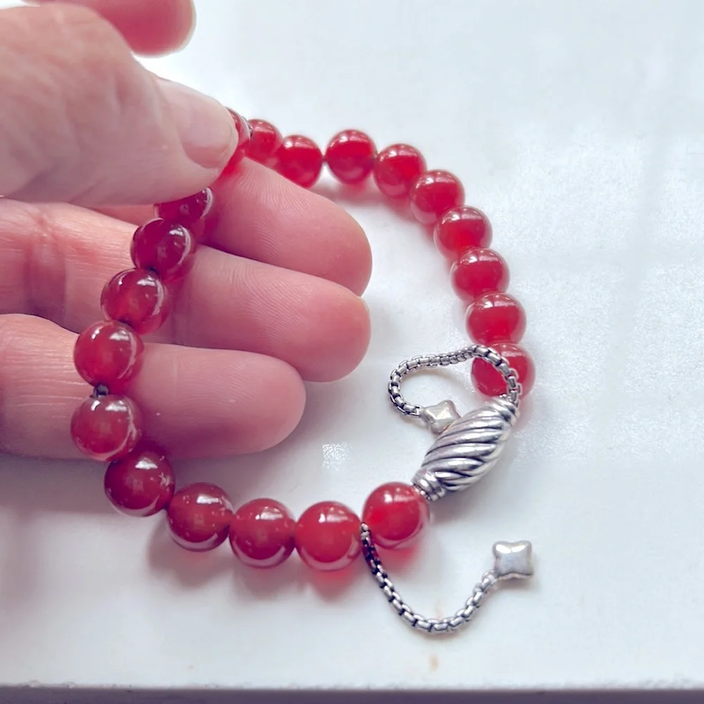 David Yurman sterling silver Carnelian spiritual bead bracelet. FINAL